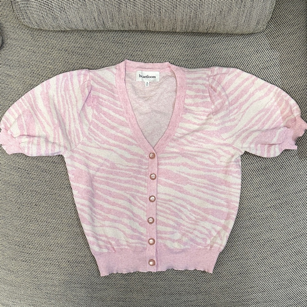 Heartloom Light Pink Zebra Knit Top